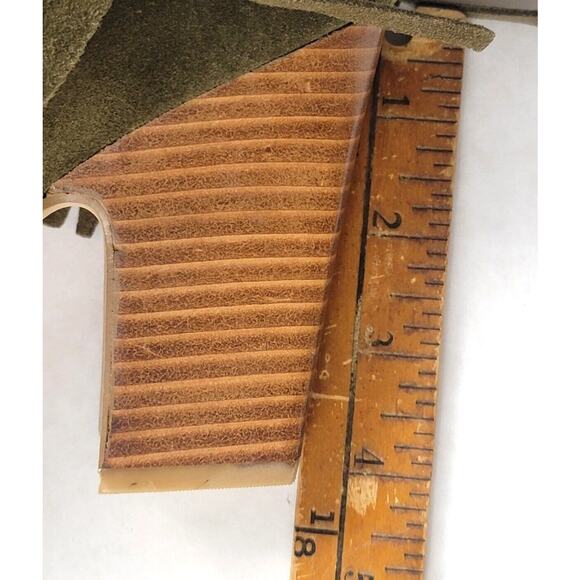 Marc Fisher Suede Fringe Open Toe Booties Women’s 9.5M Army Green Block Heel - Picture 12 of 14